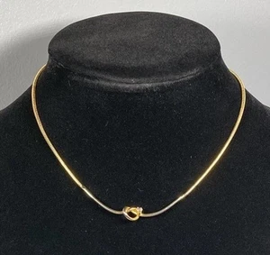 70’s Biagi Gold Tone Love Knot Purple Rhinestone Curved Bar Choker Necklace 15” - Picture 1 of 9