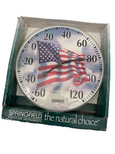 Reloj Termostato Exterior De Colección Firmado Springfield J C Walden Bandera Americana - Imagen 1 de 6