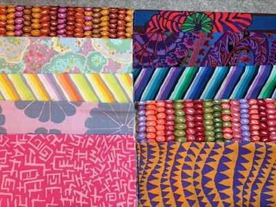 Kaffe Fassett cotton fabric Lot of 10 scraps 9" x 22", Variety - Image 1 of 3