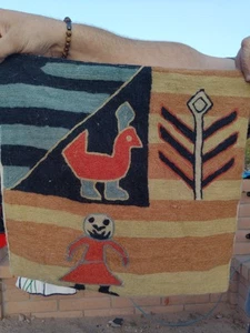 Kilim Wool Jute Cushion/Pillow Cover~15.5" x 15"~Handsome Pattern Native Old - Picture 1 of 8