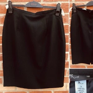 BHS Size 16 Black Pencil Skirt Work Office Evening Smart Winter Excellent L10 - Picture 1 of 5