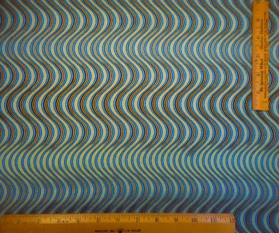 Cotton Fabric By The Yard Blue Swirls Metallic Gold Lavish Robert Kaufman Vtg - Image 1 of 2