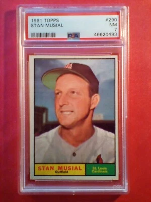 1961 TOPPS #290  STAN MUSIAL   PSA  NM 7   ST. LOUIS CARDINALS  'CLEAN CASE' - Image 1 of 4