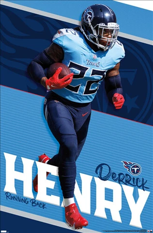 Derrick Henry POWER ON Tennessee Titans NFL Football 2022 22x34 Wall POSTER Cover