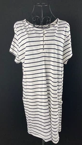 Celtic & Co Organic Cotton White and Black Striped thin tunic dress size 16 - Picture 1 of 23