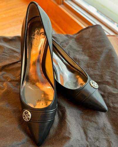 Décolleté abito Coach Zelda in pelle nera con firma logo taglia 8