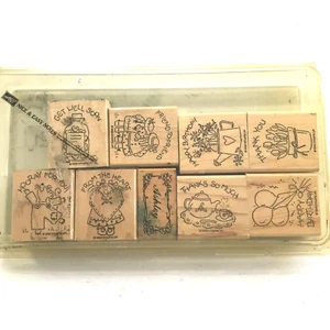 Stampin' Up! Nice and Easy Notes Wood Mount Rubber Stamp Set Birthday Friendship - Picture 1 of 6