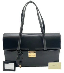 Echte Gucci ineinandergreifende Ledertasche schwarz 0014218 Businesstasche mit Spiegel/Schlüssel NS041257 - Bild 1 von 20