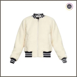 Under Armour Women Ladies Teddy Fleece Sherpa Bomber Jacket Beige - Medium - Picture 1 of 15