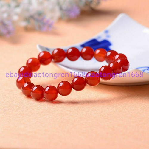 VALENTINO Bracciale Braccialetto Perline Rotonde Pietra Pregiada Rossa Naturale 10 mm 7 5" AAA