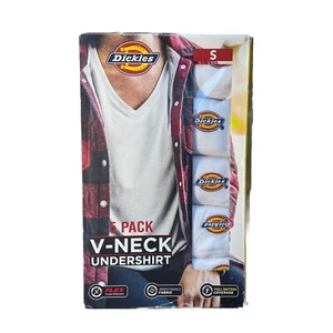 Dickies 5 Pack Undershirts Mens Small White V-Neck Undershirt WHITE Size Small - Picture 1 of 1