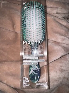 The Knot Dr. for Conair Hair Brush Detangler Green & White Leaf Print #95580 M37 - Picture 1 of 2