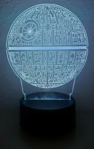 Star Wars Death Star 3D LED Night Light 7 Colors, 5.25 inch Display - Picture 1 of 9