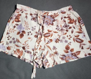 Rachel Zoe Shorts Damen Medium beige braun Pflanzen Kordelzug elastische Hüfte - Bild 1 von 14