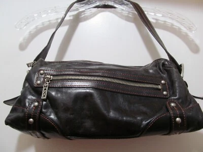 MAXX New York Leather Bag Purse Black Brown Plum Gorgeous Lining Amazing Condtn - Image 1 of 4