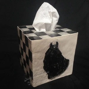FRIESIAN HORSE ART Ceramic Tissue box cover Handmade RELIEF by Alexander Art - Picture 1 of 8