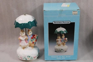 Beatrix Potter Rabbits In The Snow Schmid Music Box Tune Let It Snow - Picture 1 of 9