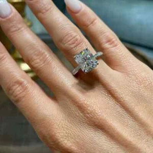 3,65 kt zertifizierter Verlobungsring Radiant Cut weißer natürlicher Diamant 925 Silber - Bild 1 von 10
