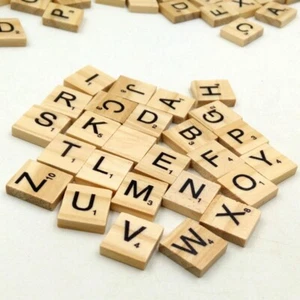 90 Pcs Wooden Scrabble Tiles Letters Craft Alphabet Scrabble Board Fun Game Toy - Picture 1 of 5