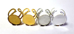 4 Different Colors of 25x18mm Sturdy Adjustable Ring Settings, All Very Nice - Picture 1 of 11