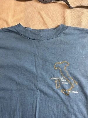 Camiseta Verdadeira Vintage Nápoles Gaeta Itália Anos 70 M Costurada Única Artex Algodão Penteado - Imagem 1 de 4