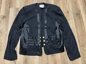 Perceptions Jacket, Women's Size 12, Black, Padded Shoulders, Pearl Buttons - Picture 1 of 10