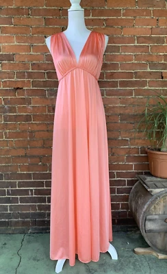 Camisola de lingerie vintage Vainty Fair Império deusa grega cinto corda de pêssego 34 - Imagem 1 de 4