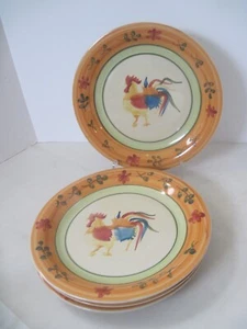 4 platos de cena Royal Norfolk vintage gallo naranja pintado a mano y estante de exhibición - Imagen 1 de 16