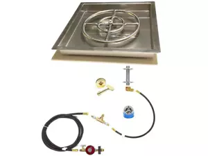 316 Stainless 12” Fire Ring Deluxe Propane Fire Pit/ Table Kit W/ 16x16" PAN - Picture 1 of 2