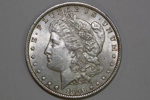 Grades About Uncirculated Super Slider 1896 P Morgan 90% Silver Dollar (MDX2474) - Picture 1 of 10