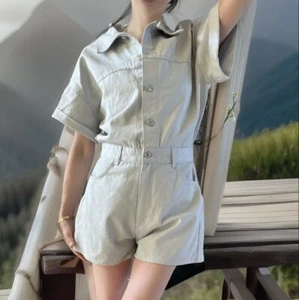 Zara Denim Cotton Shimmer Short Romper Jumpsuit  Summer Outfit Size M NWT - Picture 1 of 15