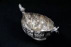  RARE Antique Persian Silver Hand Chased Figural  a Kashkul or a Beggars Bowl 