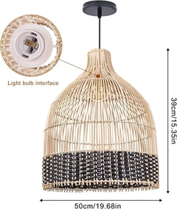 Rattan Pendant Light for Kitchen Island, Wicker Hanging Ceiling Lights 217 - Picture 1 of 7