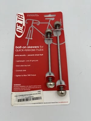 Delta Axlerodz Wheel Skewer Quick Release Hubs Set 69G Cromo SS 5mm Key Bolt - Image 1 of 3