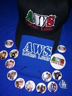 Aws Lucha Libre Merchandise Lot. Hat. Magnet.koozie And Two Button Sets. Aws...