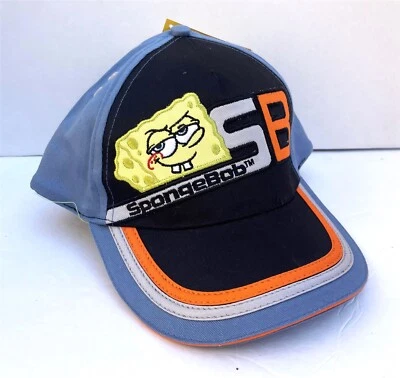 Gorra de béisbol con apliques "Bob Esponja con actitud" Rare Boys 2007 ~ azul pizarra Foto 1 de 4