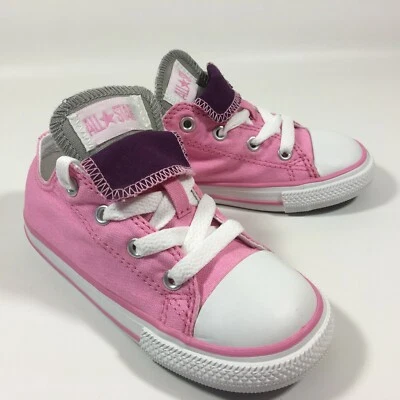 Baby Girls Converse All Star Pink Double Tongue Trainers Shoes Size UK 6 — 第 1/4 张图片