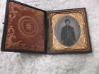 1/6 plate tintype Civil War Soldier Standing in nice Union Case