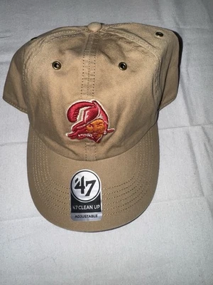 Tampa Bay Buccaneers ‘47 Brand Clean Up Hat- Khaki- Historical Logo -Bucco Bruce - Image 1 of 4