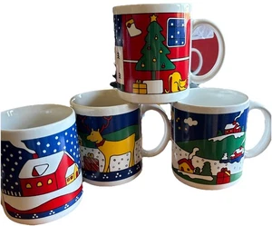 Vintage 1983 Christmas Mugs By HOUZE Designed By Alan Wood, With Box - Picture 1 of 7