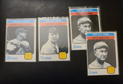 老式 1973 年棒球插入卡套装 - LOU GEHRIG,TY COBB (x2),CY YOUNG HOF! — 第 1/4 张图片
