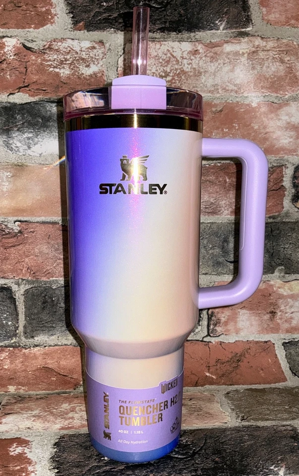 Stanley Wicked Glinda for Good 40oz SS H2.0 Flowstate Quencher Tie Dye Shimmer💙 - Image 1 of 4