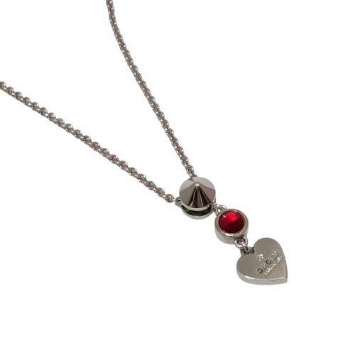 Autentica Collana Gucci SV925 Cuore 325871 Ciondolo Pietra Rossa Donna