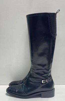 Botas de equitação femininas Bettye Muller couro preto tamanho 7 - Imagem 1 de 4