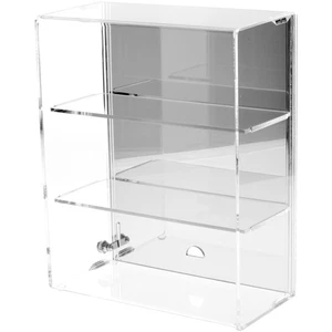 Plymor Acrylic Locking Case, Sliding Back, 2 Shelf Mirrored 12.75" x 10.25" x 5" - Picture 1 of 1