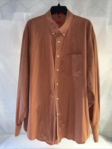 Izod Button Down Long Sleeve Dress Shirt Plaid DARK ORANGE/WHITE 2XL - Picture 1 of 7