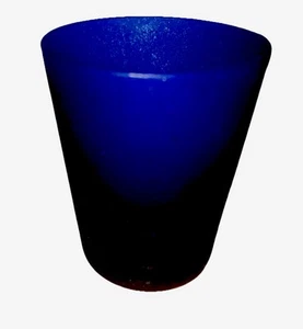 Frosted Colbalt Blue Handblown Glass Tumbler Single Cup 4" - Picture 1 of 2