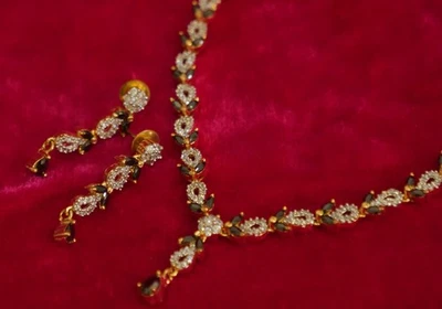 Ожерелье подвеска серьги CZ подвеской AD комплект Pave установка черный имитация бриллианта - Изображение 1 из 2