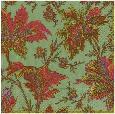 Servilletas de papel para bebidas Caspari, hojas de cachemira verde salvia - 2 paquetes (18762C) Foto 1 de 4