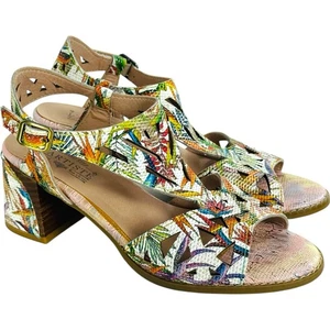 L'artiste by Spring Step Calpie City Floral Block Heel Sandals Multi Women's 38 - Picture 1 of 13